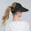 Breda brim hattar kvinnor sommar sol hatt utomhus ridning fast färg skyddande visir kepsar hål sport mössa