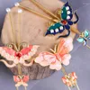 Hair Clips Vintage Butterfly Sticks For Women Retro Pearl Ball Chopsticks Disk Hairsticks Hairpins Fashion Accessories