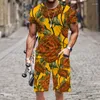 T-shirt dla mężczyzn szorty Set Set Spring Autumn Flowlants Wzór Plaży Hip-Hop Summer Sportswear 2023 Fashion Casual Street