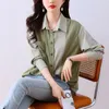 Frauenblusen DUOFAN Langarm Frauen 2023 Herbst Koreanische Gestrickte Patchwork Gestreiften Turndown Kragen Shirts Mode Lässig Weiblichen Tops