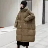 Dames Donsparka's Lagabogy Winter Vrouwen Oversize Lange Pufferjas Vrouwelijke Dikke Warme Witte Eend Donsjack Met Capuchon Losse Parka's Uitloper 231016