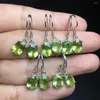 ダングルイヤリング1ペアFengbaowu Natural Peridot Faceded Oval Cabochon Earring 925 Sterling Silver Fashion Jewelry Gift