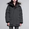 여성 파카 캐나다 다운 재킷 더 재킷 겨울 겨울 중간 길이의 무니 후드 재킷 두꺼운 따뜻한 끈적 끈