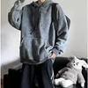 Män s t skjortor retro tvättade hoodies män lös fast färg 2023 hösten förtjockas mode varma hoody tröjor rockar hip hop gata tröja male 231016