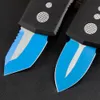 Coltello tattico Automac di fascia alta 1 pz 204P doppio / bordo singolo lama rivestita blu manico in alluminio aeronautico CNC coltelli tascabili EDC con guaina in nylon