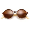 Solglasögon Berwer Wood Bamboo Women Fashion Mirror Brand Designer Glasses