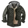 Chemises décontractées pour hommes Plaid Lâche Euro Taille Streetwear Manteau Chaud Automne Hiver Mâle Vêtements Boutons Sweats à capuche