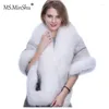Sciarpe MS.MinShu Poncho in vera pelliccia alla moda con mantella rifinita, scialle in visone da donna invernale con finiture
