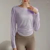 Camisas ativas antibom yoga camiseta feminina solta ajuste magro esportes cobrir pilates treinamento profissional de fitness topo manga longa