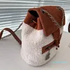 Sac à dos en laine d'agneau pour femmes, classique, treillis de diamant, mode automne hiver, sac à bandoulière Double lettre pour dames