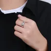 Zastosowane błyszczące Clear AAA CZ S925 Srebrny szeroki pierścionek z szerokim palcem dla mężczyzn Birthday Party Wedding Prezent