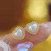 Kolczyki stadninowe vintage złoty kolor geometryczne perły sercowe dla kobiet ślub miłosny kształt nieregularny perłowy kolczyk słodka biżuteria na prezent