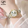 Relojes de pulsera JSDUN Reloj automático para mujer Mujeres de negocios de lujo Fase lunar Esqueleto Mecánico para damas Reloj de pulsera genuino