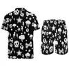 Men's Tracksuits Gothic Men Sets Clouds Skull Witch Novelty Casual Shirt Set Short Sleeve Printed Shorts Summer Beach Suit Big Size