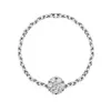 Slovehoony S925 Anelli a catena con fili di gioielli di lusso con pietre bianche di zirconi di cristallo e pietre nere per ragazze alla moda