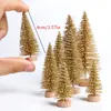 Decorações de natal 12/24 pçs mini ornamento de árvore pequeno pinheiro artificial sisal seda neve paisagem árvores de natal decoração de mesa presentes