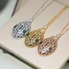 Luxurious Charm Women Gold Necklace Classic Tricolor Snake Head Paired Diamond Mosaic Design Exquisite Fashion Designer Gorgeous Gorgeous Lady jewelry Pendant