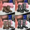 Designer Boots Woman Buckle Boot Knight Ankle Booties Leather Brown Shoe Roman Cowboy Martin Shoes Motorcykel Western Trainer Storlek 35-40