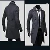 Heren Wolmixen Modemerk Herfstjas Lange Trenchcoat Heren Hoge kwaliteit Slim Fit Effen Kleur Herenjas Double-Breasted Jas M-4Xl 231016