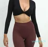 Lu Yoga New Women's Fitness Apparel Sexy Croptop Women Clothing Gym Tops Activewear Workout Long Sleeve Crop Top Lu Lememm Wokrout