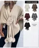 Cardigan tricoté élégant pour femme, châle, pull chaud, couleur unie, Cape boule en laine, collection automne/hiver 2023