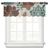 Cortina de flores com folhas, cortina curta transparente de tule para cozinha, quarto, decoração de casa, cortinas pequenas de voile