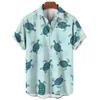 Casual shirts voor heren Grappig shirt Schildpadprint Hawaiiaans T-shirt met korte mouwen Polokraagknop voor heren Vintage mode strand Mannelijke kleding