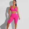 Women's Tracksuits WUHE Women Yoga Set 2023 Knee Length Legging Pants Matching Two 2piece Outfit Active Sport Tracksuit Sweatsuit