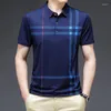 Polos para Hombre Jersey De Verano Botón De Solapa Raya En Contraste Impreso Camiseta De Manga Corta Camisa Polo Moda De Vacaciones Tops Formales Informales