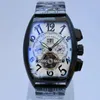 Armbandsur Mens Mechanical Watch Barrel Shape rostfritt stål Vattentät automatisk kalender multifunktionell retro Business Tourbillon