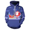 Felpe con cappuccio da uomo 2023 Felpa con cappuccio con stampa 3D di Natale Babbo Natale Maglione oversize alla moda stile regalo per feste casual