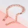 Braccialetti a maglie Bracciale da donna Coppia Colore argento Forma geometrica intarsiato Cubic Zirconia Elegante regalo di compleanno per la fidanzata