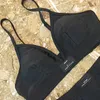 Feminino preto de duas peças designer praia banhando biquíni roupas de banho femininas sutiã de sutiã