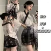 Lässige Kleider WOMENGAGA Kleid Eleganter V-Ausschnitt Süße würzige Tinte Alter Stil Chinesischer Hanfu-Cardigan Transparent Weiß Dünn Retro 9TI8
