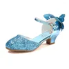 Flache Schuhe Frühling Kinder Mädchen High Heel Prinzessin Tanz Sandalen Kinder Glitter Leder Mode Party Kleid