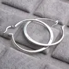 REAL 925 Sterling Silver Oval Big Hoop örhängen för kvinnor platt tunna runda bröllop smycken tillbehör punk brincos joyas de plata 254w