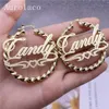 AurolaCo 30-90MM Custom Name Earrings Big Hoops Stainless Steel Hip Hop Style for Women Gift 2109242246