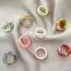 Klusterringar transparent färgglada justerbara akrylharts Öppna C-formad knogar som staplar estetiska ringgåvor för kvinnor flickor