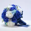 Bouquet de roses artificielles bleues décoratives, 2023, aspect réel, pour mariage, DIY