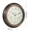 Horloges murales Horloge avec et hygromètre Silencieux Vintage 30 cm Chiffres romains Quartz Grande batterie Fonctionne facile à lire pour