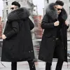 Men's Leather Faux Thick Warm Coat Men Winter Parker Medium and Long Fur In One Thermal Jacket Detachable Liner 231016