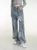 여자 청바지 여성하라 주쿠 대형 데님 넓은 다리 바지 헐렁한 긴 바지 디자인 y2k 스트리트웨어 조수 힙합 2000 년대 미학