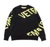 Pull noir avec Logo VTM de marque de luxe, ample, col rond, tricoté, haut de Couple, tricot paresseux pour hommes et femmes