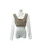 Women's Blouses Women Fack 2pcs Layered Knit Camisole In Jersey Long Sleeve Cropped Blouse Shirt