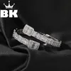 THE BLING KING CZ Bracciale regolabile con zircone quadrato aperto personalizzato Baguette ghiacciato per uomo Luxury Drop 220218213S