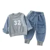 Ensembles de vêtements Costumes de Sport pour enfants 2-6 ans printemps automne bébé garçon costume enfants Patchwork pull jean 2 pièces filles ensembles enfant en bas âge vêtements ensemble 231016