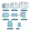 Sacos de armazenamento 8 pcs viagem casa roupas colcha saco conjunto sapatos partição arrumada organizador guarda-roupa mala bolsa embalagem cubo sacos dhr6a