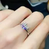 Anelli a grappolo Anello di tanzanite in argento alla moda per l'uso quotidiano 4mm 6mm Gioielli naturali in argento 925