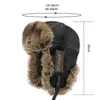 Berets Winter Männer Earflap Hut Bomber Caps Künstliche Leder Dicke Plüsch 54-60 cm Retro Pilot Stil Outdoor Warm halten 2023 YF0201