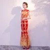 Roupas étnicas Bordado Lace Noiva Festa Cheongsam Oriental Womens Dress Moda Estilo Chinês Elegante Longo Qipao Luxo Robe de Casamento